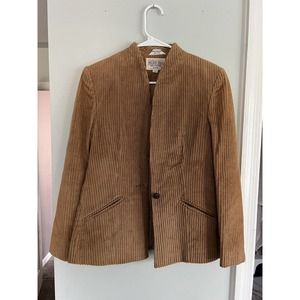 Vintage Nelson Hall Womens Corduroy Camel Jacket Linen Size 7/8